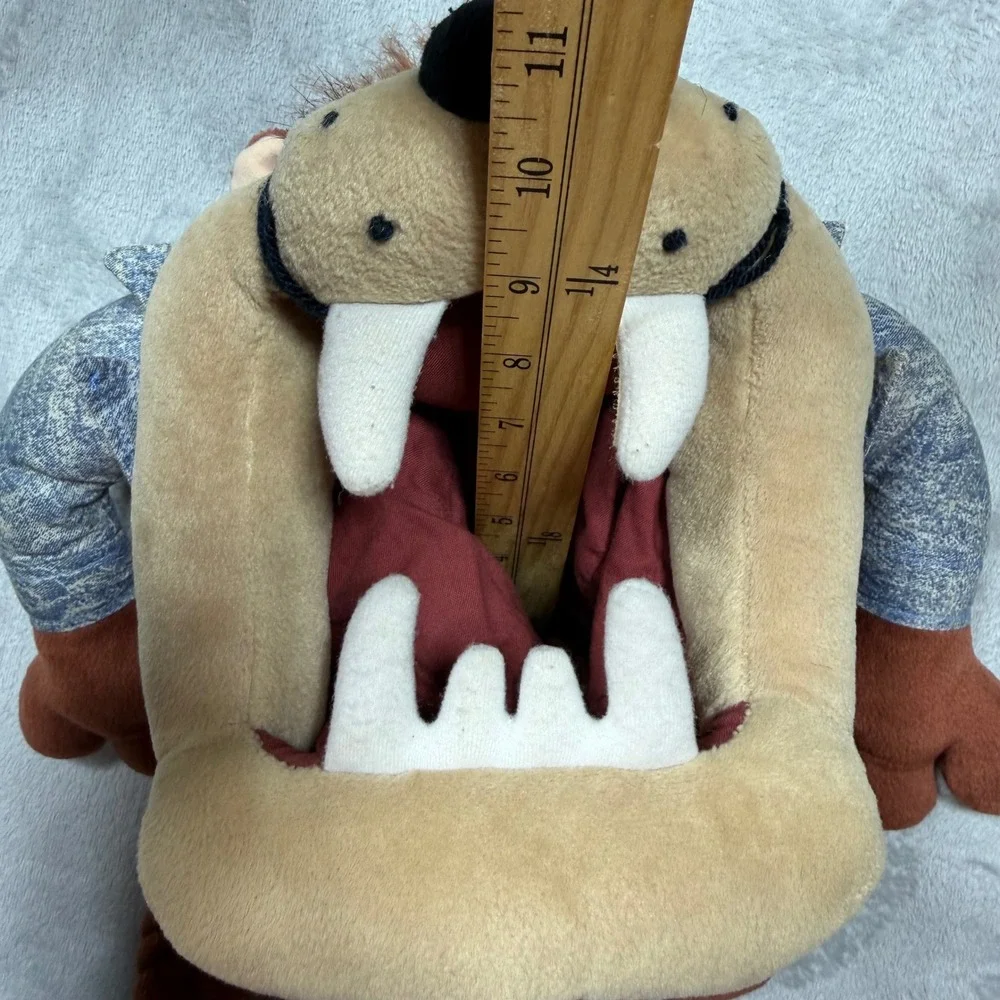 Vintage 90s Brown Blue Polyester Looney Tunes Taz Plush Backpack‎ OS
